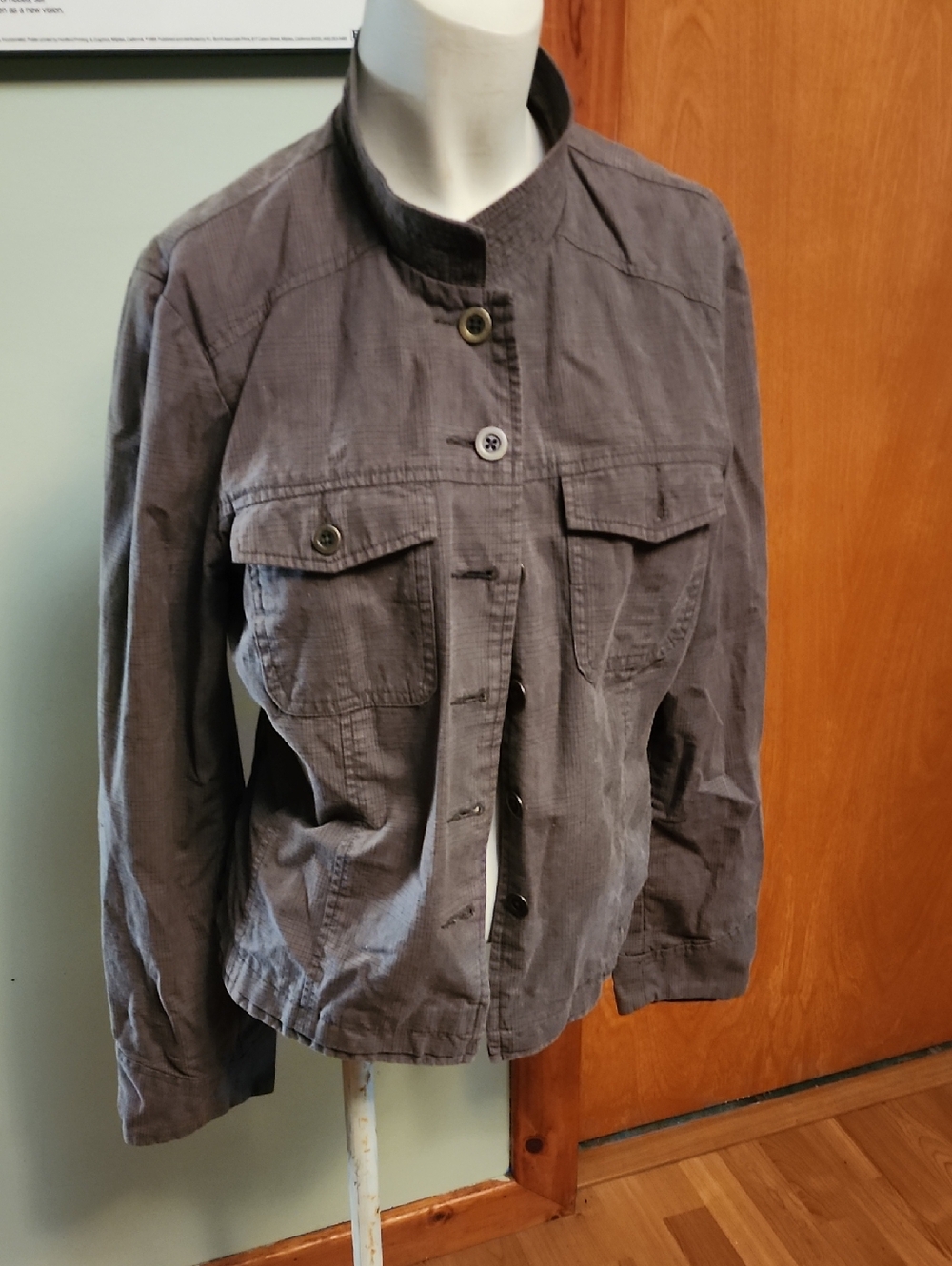 Tribal Utility Button-Front Jacket, Army Green Plaid